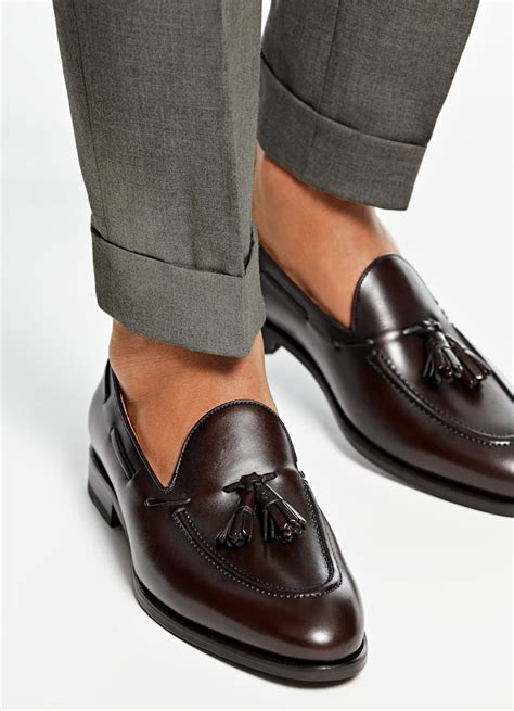 brown leather loafers suit